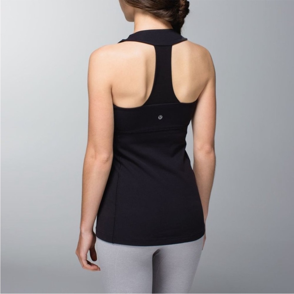 LULULEMON Black Racerback Tank Top mesh long logo rare